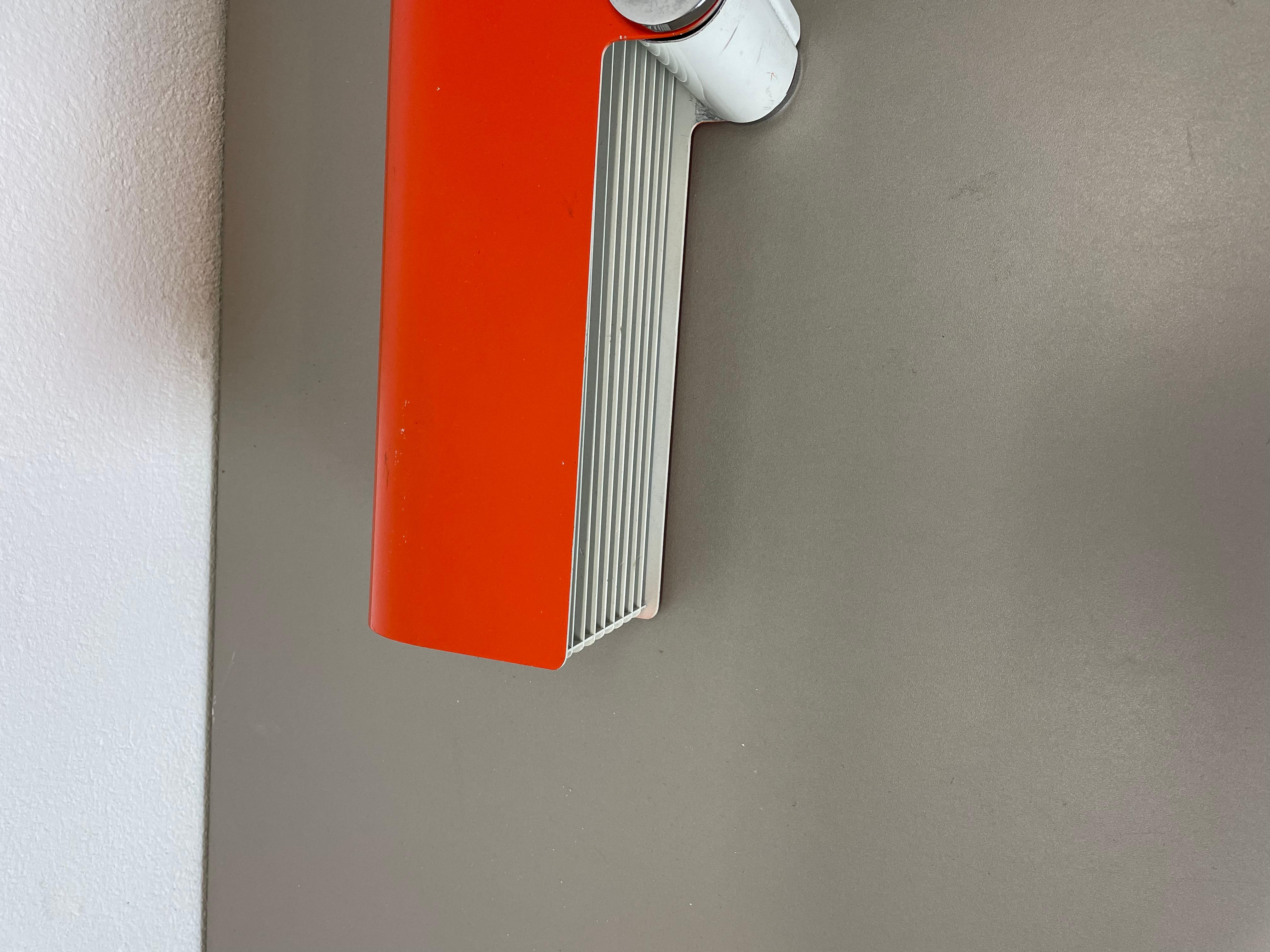 Adjustable Orange Metal Wall Light by Wilhem Braun-Feldweg Doria Light, Germany For Sale 2