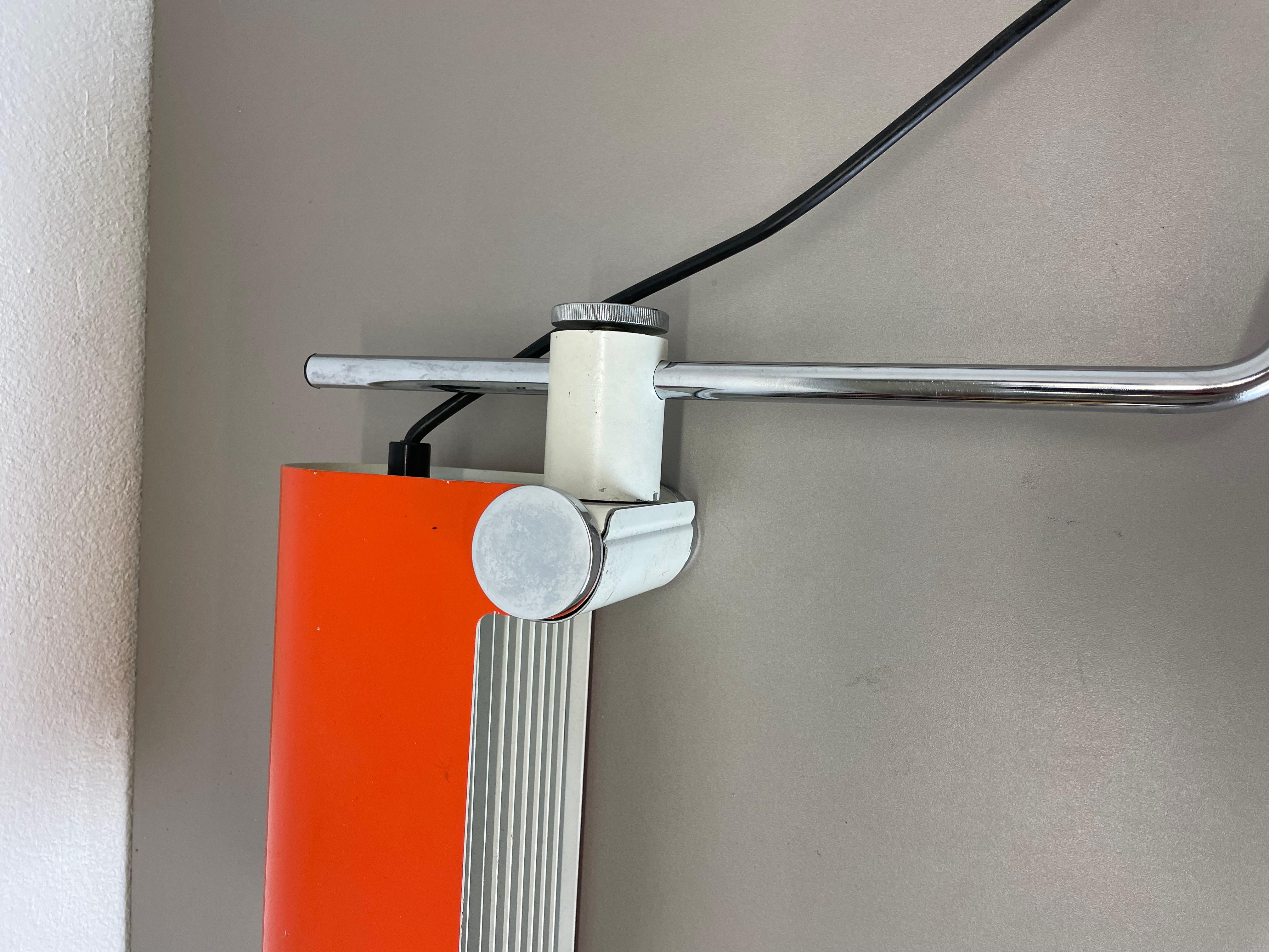 Adjustable Orange Metal Wall Light by Wilhem Braun-Feldweg Doria Light, Germany For Sale 3