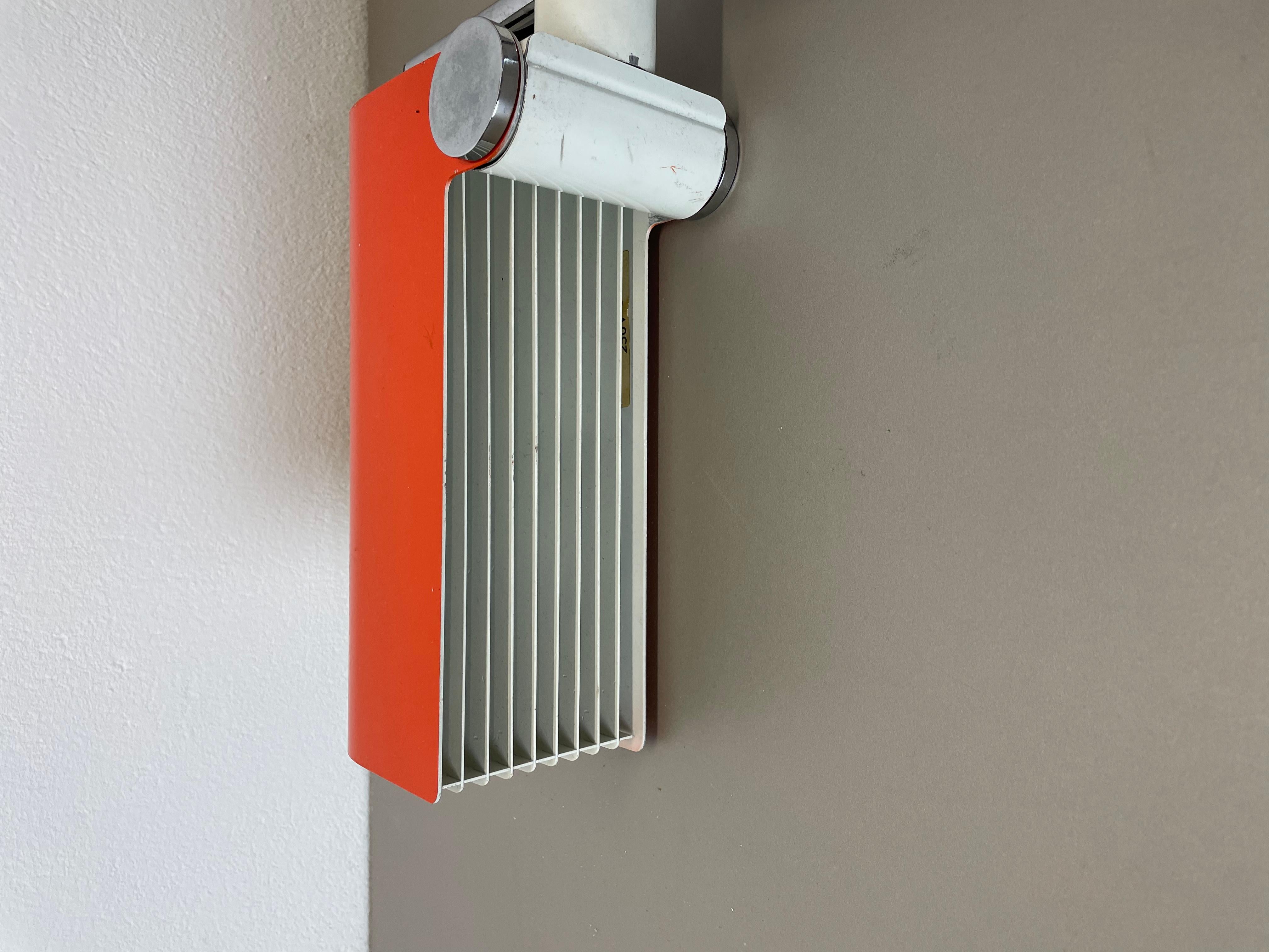 Adjustable Orange Metal Wall Light by Wilhem Braun-Feldweg Doria Light, Germany For Sale 4