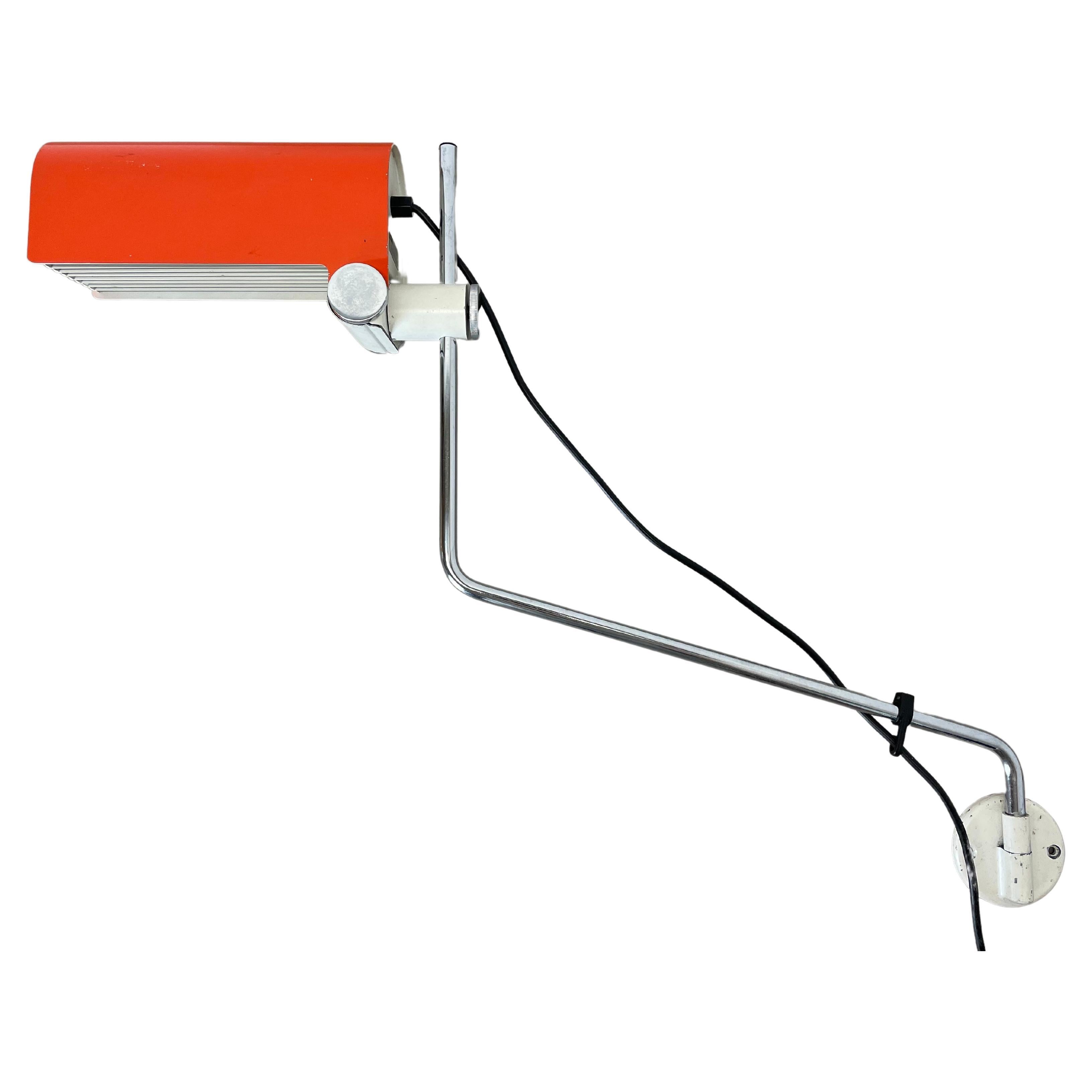 Adjustable Orange Metal Wall Light by Wilhem Braun-Feldweg Doria Light, Germany For Sale