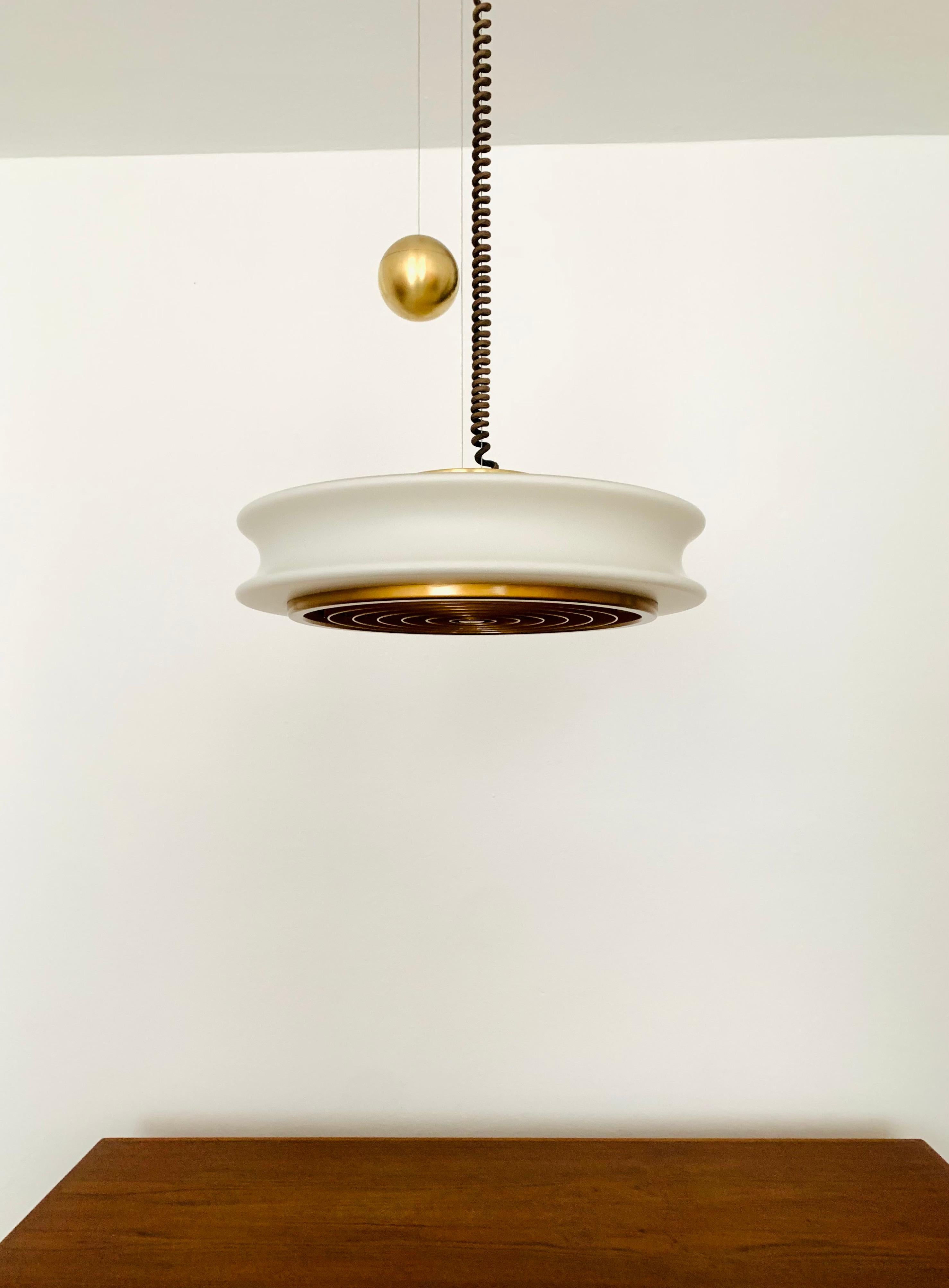 Mid-20th Century Adjustable Orion Glass Pendant Lamp from Staff For Sale