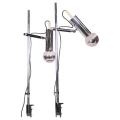 Adjustable Pair of Minimalist Articulated Desk Clamp Lamps by Staff Germany 1960