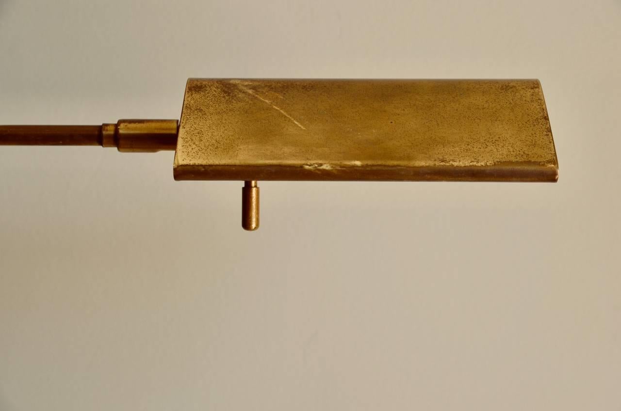 Adjustable Patinated Brass Floor Lamp by Frederick Cooper In Good Condition In Los Angeles, CA