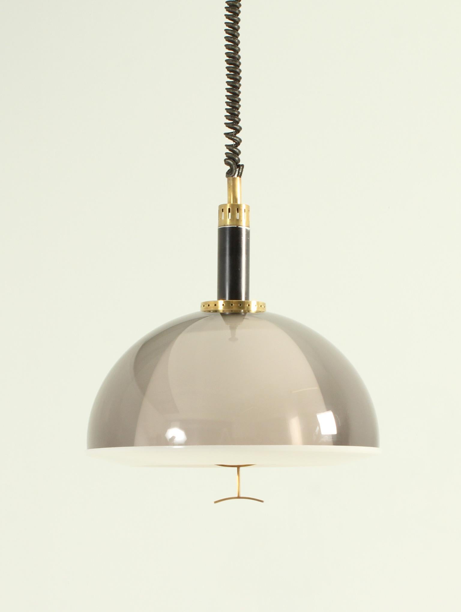 Brass Adjustable Pendant Lamp by Stilux, Italy, 1960's