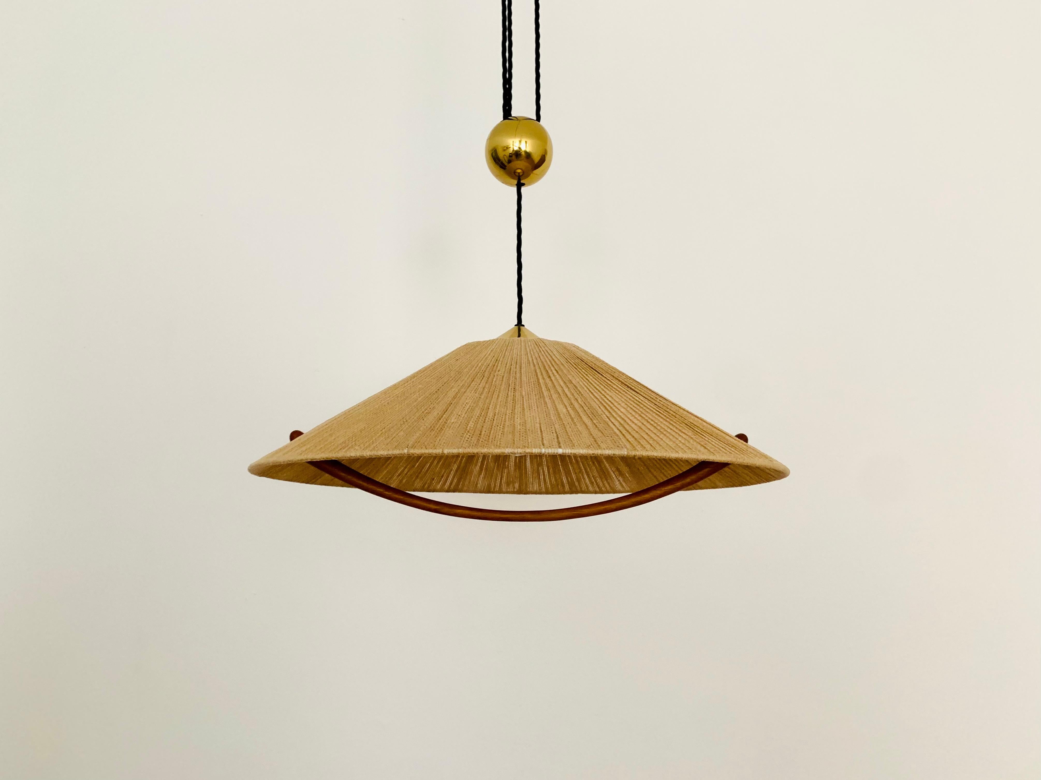 Mid-Century Modern Adjustable Pendant Lamp with Counterweight by Florian Schulz For Sale