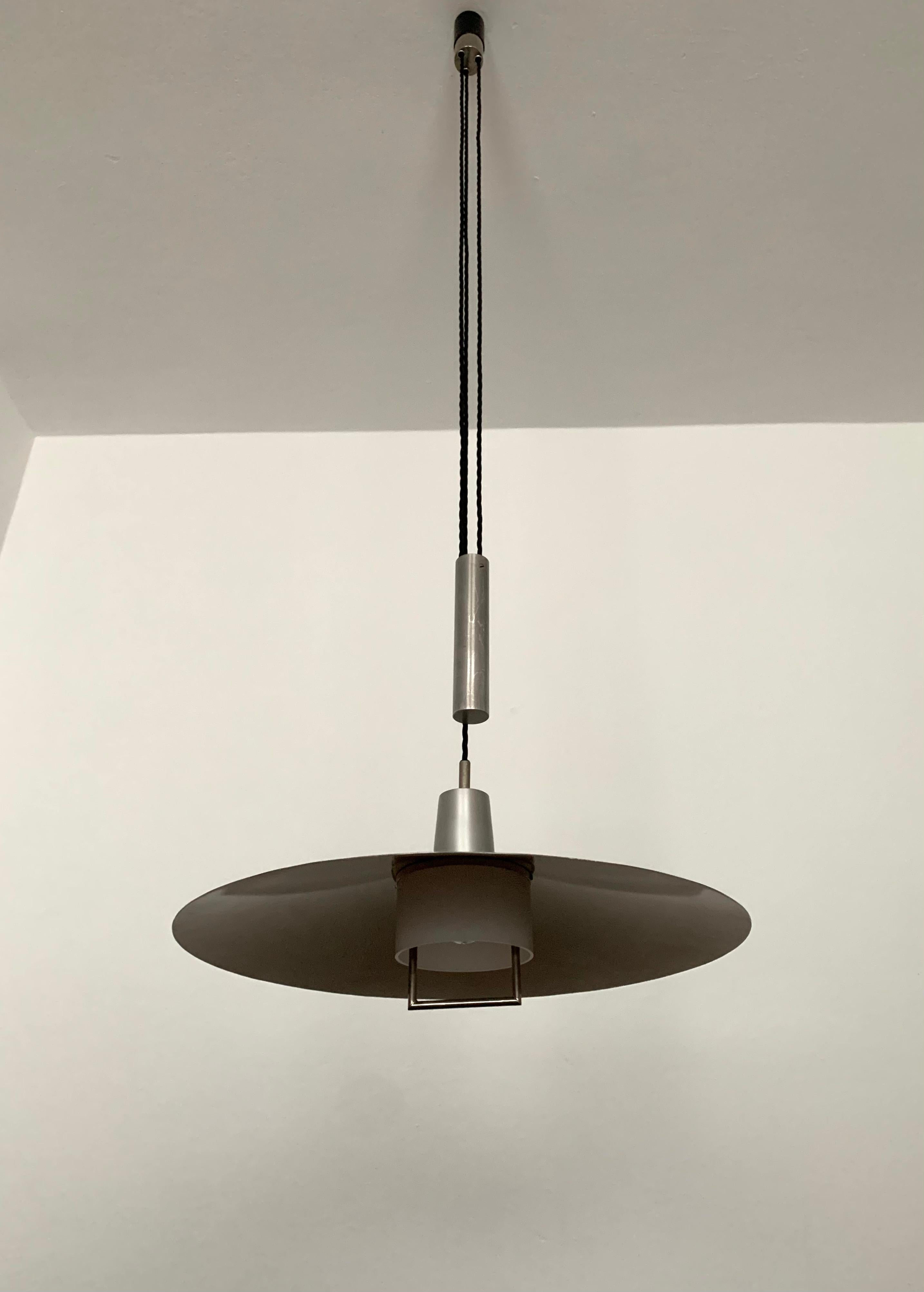 Danish Adjustable Pendant Lamp with Counterweight For Sale