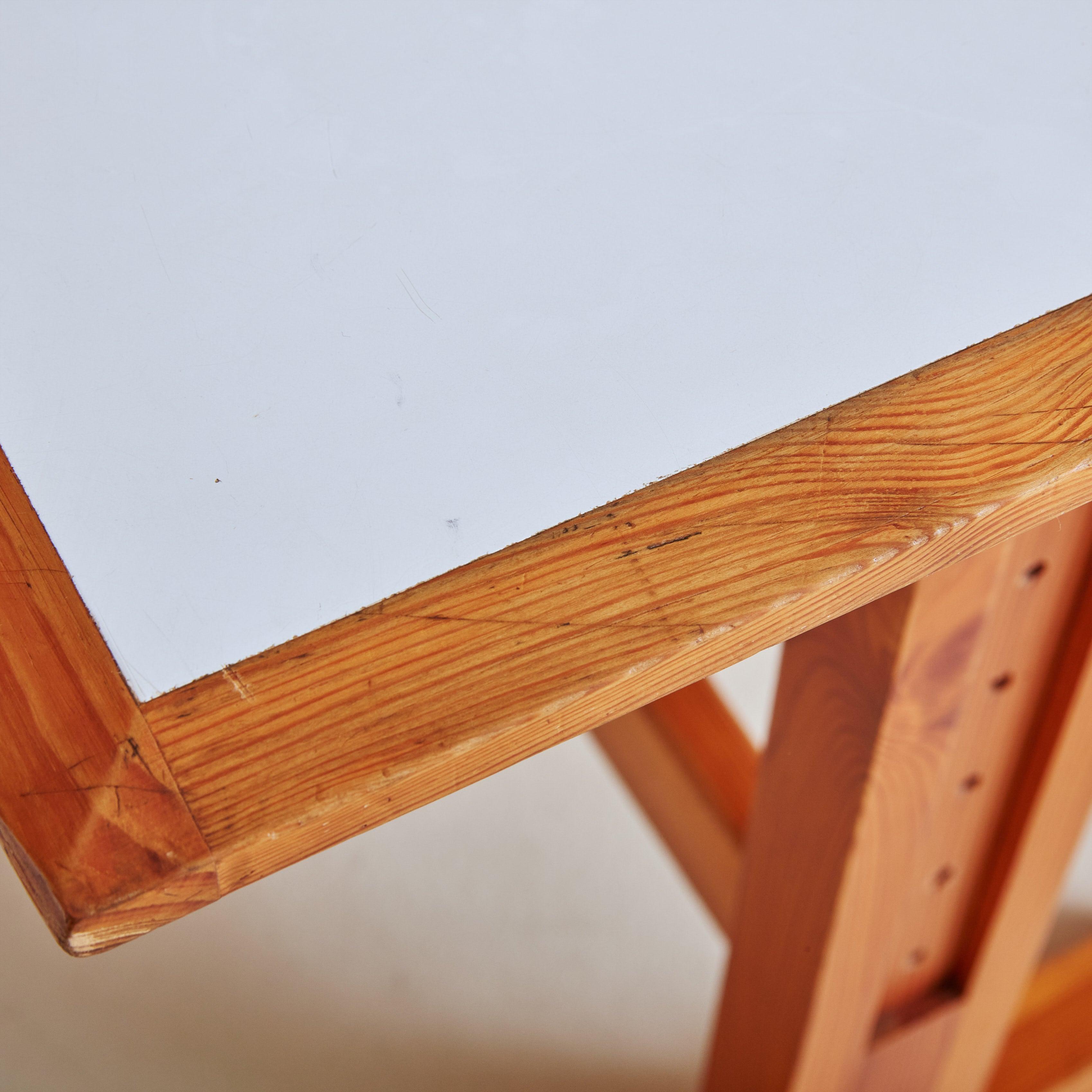 Late 20th Century Adjustable Pine Desk + Dining Table Attributed to Ole Pira & Kurt Hafeli