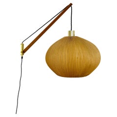 Adjustable Pleating, Brass and Oak Sconce