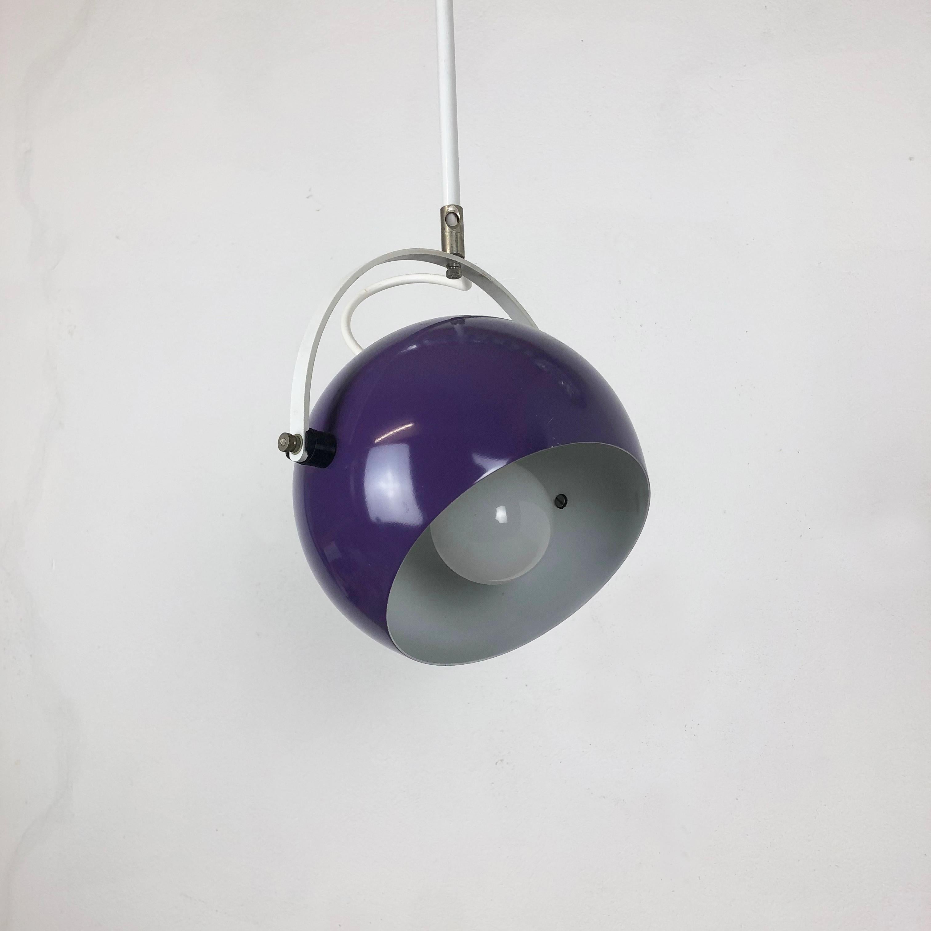 Mid-Century Modern Adjustable Pop Art Panton Style Hanging Light with Purple Spot, Germany, 1970s For Sale