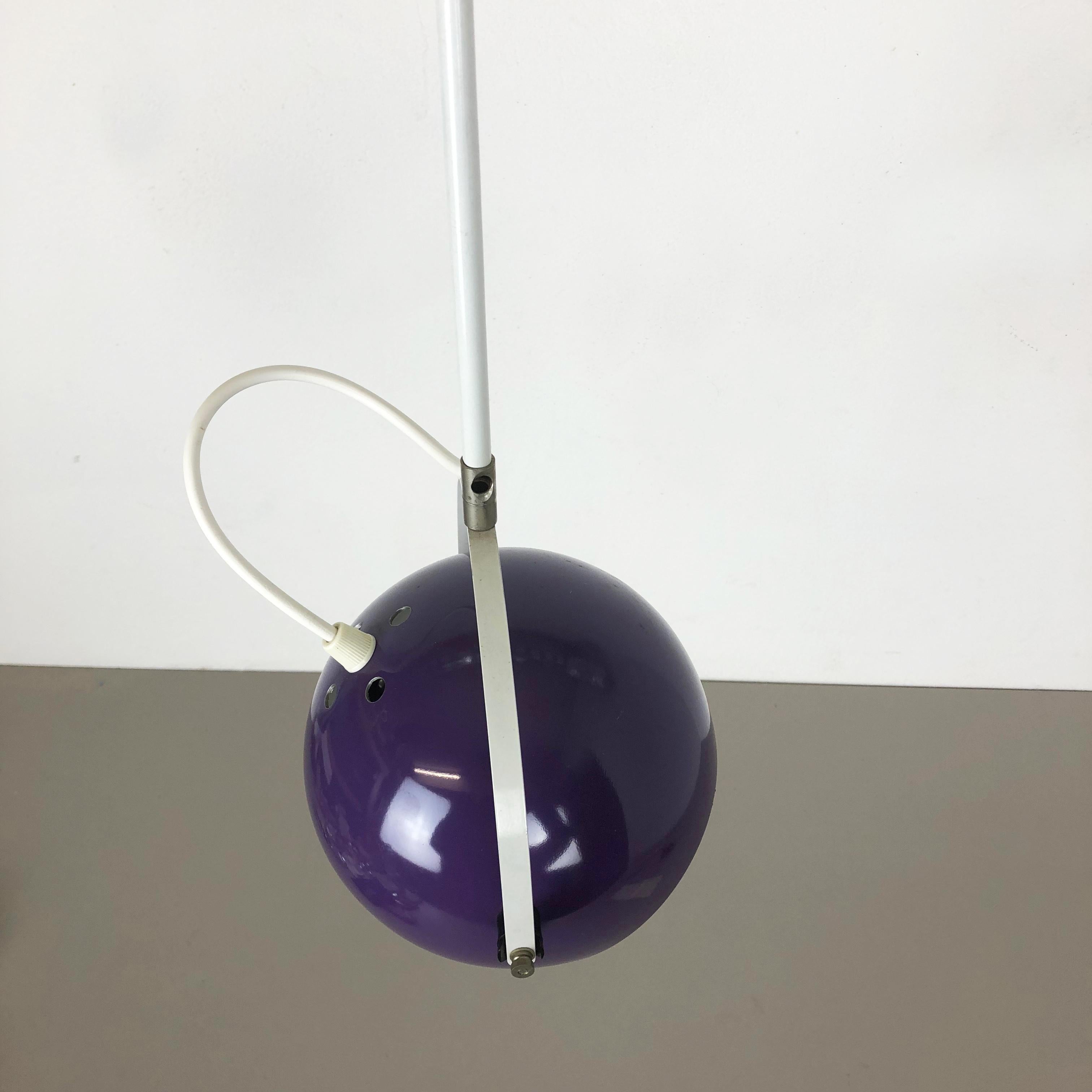 Metal Adjustable Pop Art Panton Style Hanging Light with Purple Spot, Germany, 1970s For Sale