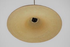 Lampada a sospensione regolabile in rattan, Italia, 1970
