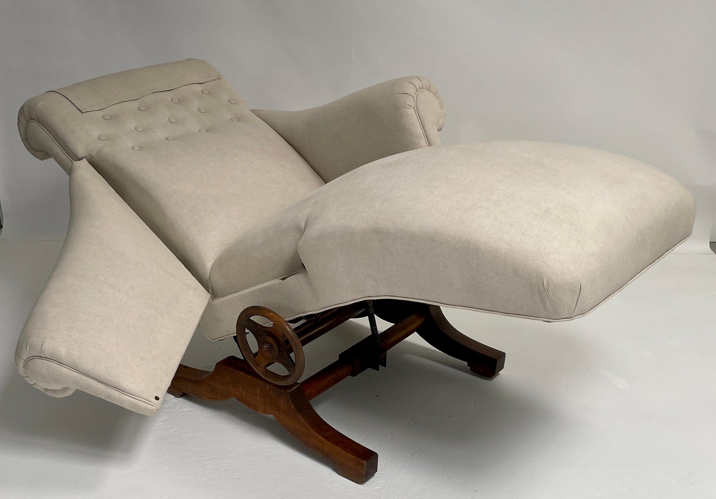 French Adjustable Reclining Napoleon III Chair For Sale
