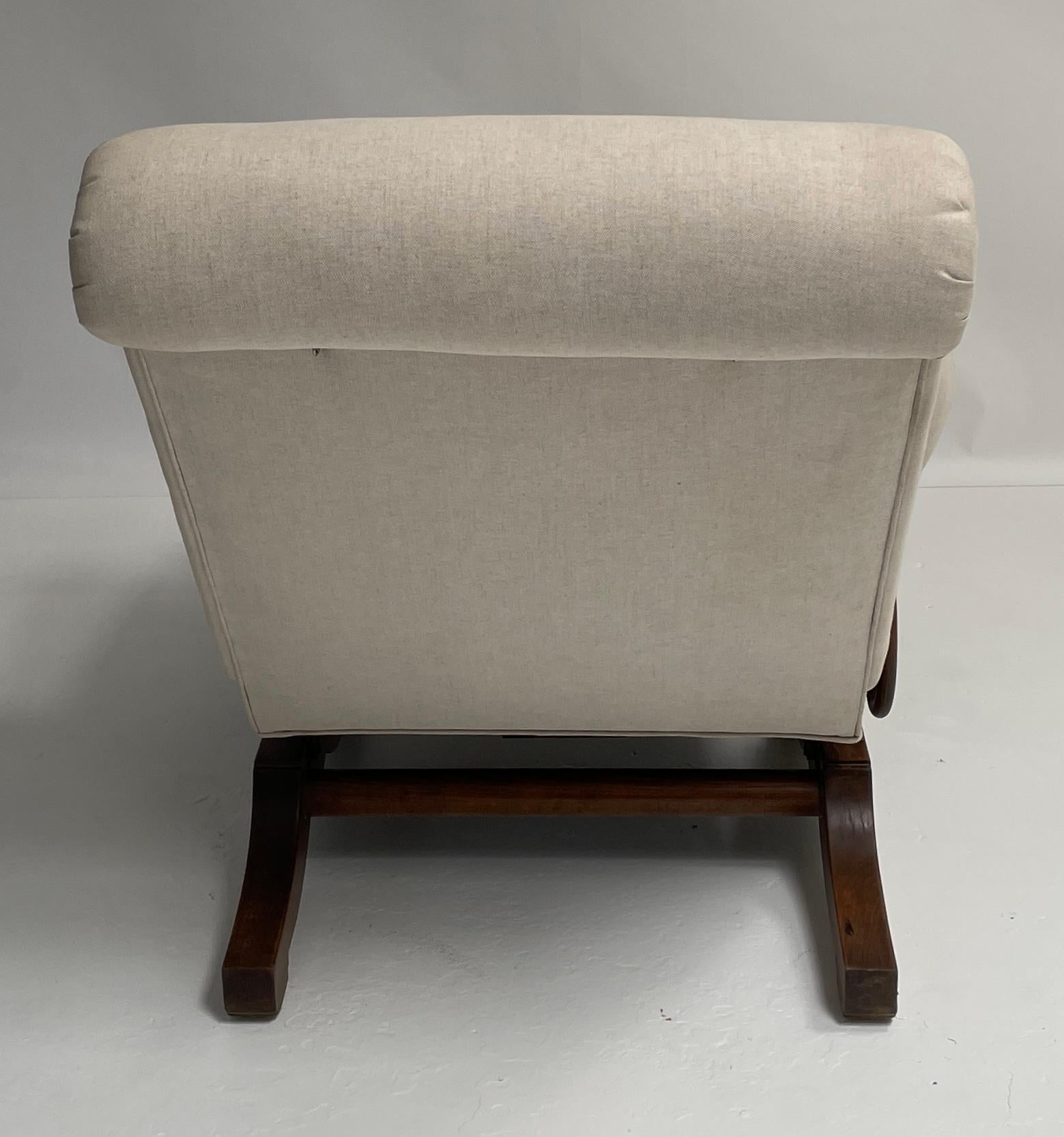 Linen Adjustable Reclining Napoleon III Chair For Sale