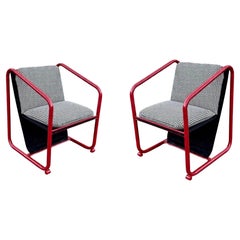 Adjustable Red and Black Lounge Chairs by Jerry Johnson, Vintage 1970s