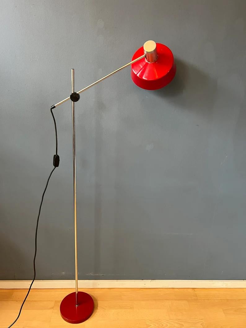 Aluminum Adjustable Red Floor Lamp in Style of Hoogervorst, 1970s For Sale