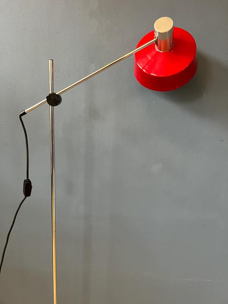 Adjustable Red Floor Lamp in Style of Hoogervorst, 1970s For Sale 1
