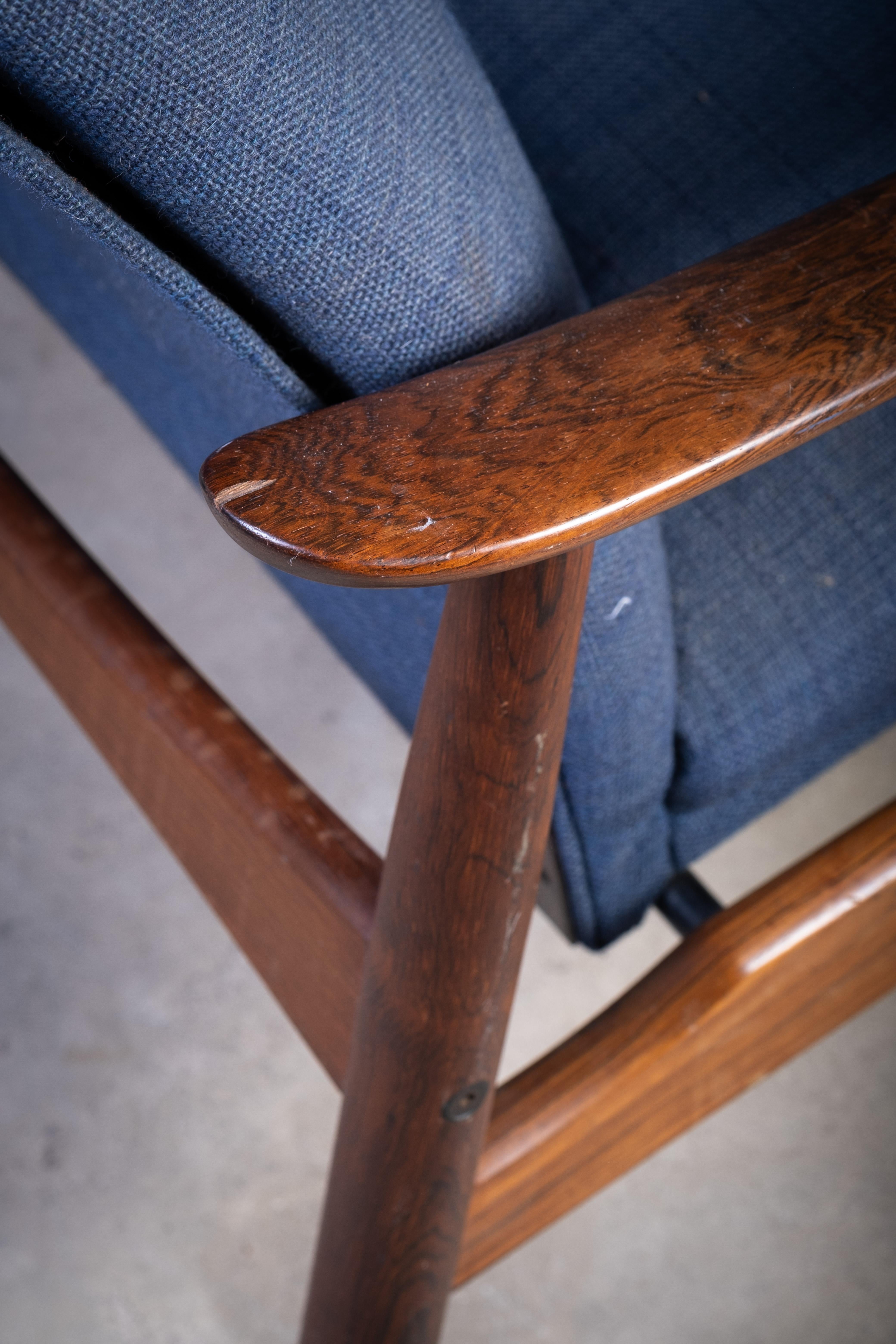 Chaise longue réglable en palissandre par Søren Ladefoged, design danois, années 1960 en vente 1