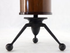 Adjustable Round Burl Wood Stand on Tri Legged Base with Metal Ball Feel