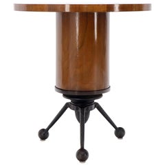 Adjustable Round Burl Wood Stand on Tri Legged Base with Metal Ball Feel