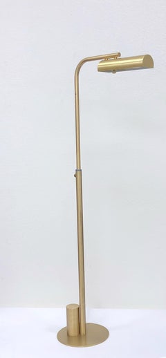 Adjustable Satin Brass Floor Lamp by Charles Hollis Jones