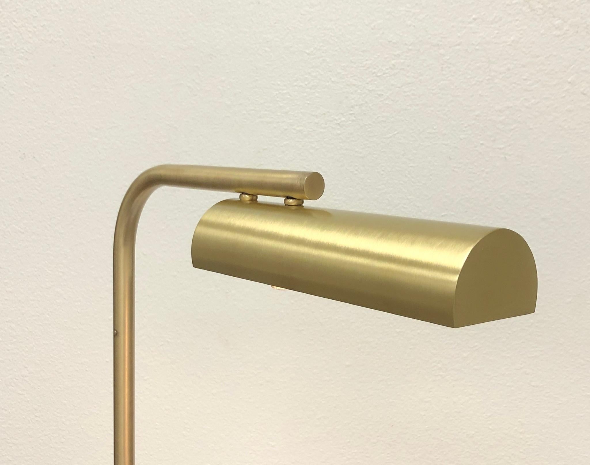 Modern Adjustable Satin Brass Floor Lamp by Charles Hollis Jones