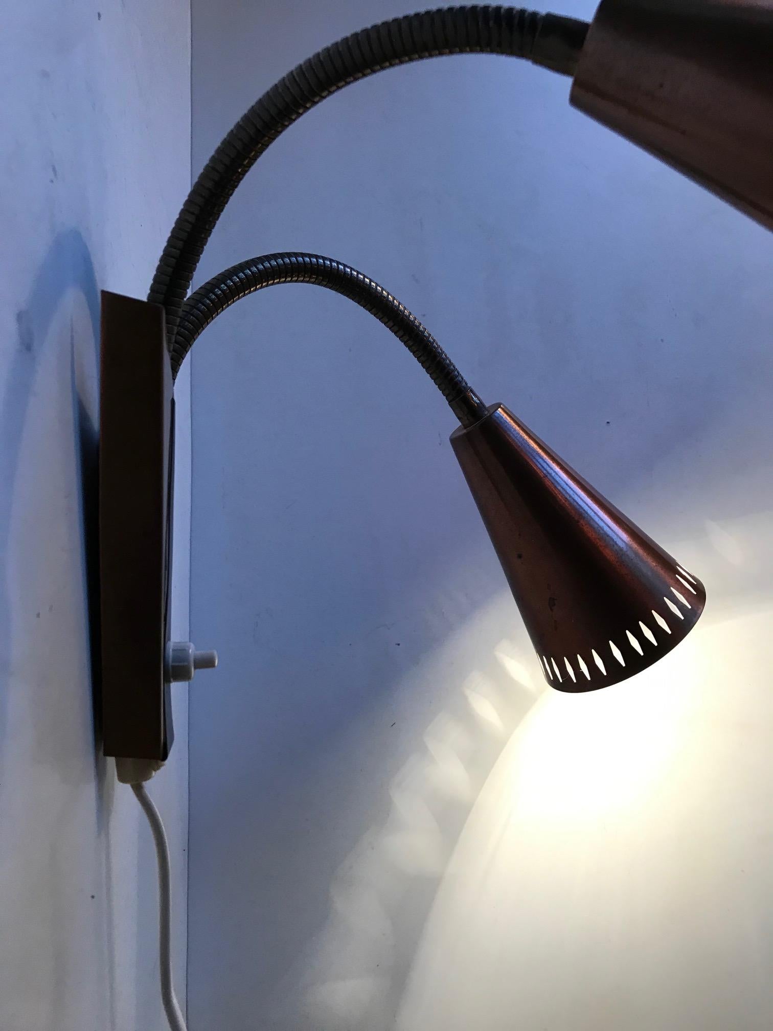 Adjustable Scandinavian Double Wall Light in Copper, ASEA, 1950s In Good Condition In Esbjerg, DK