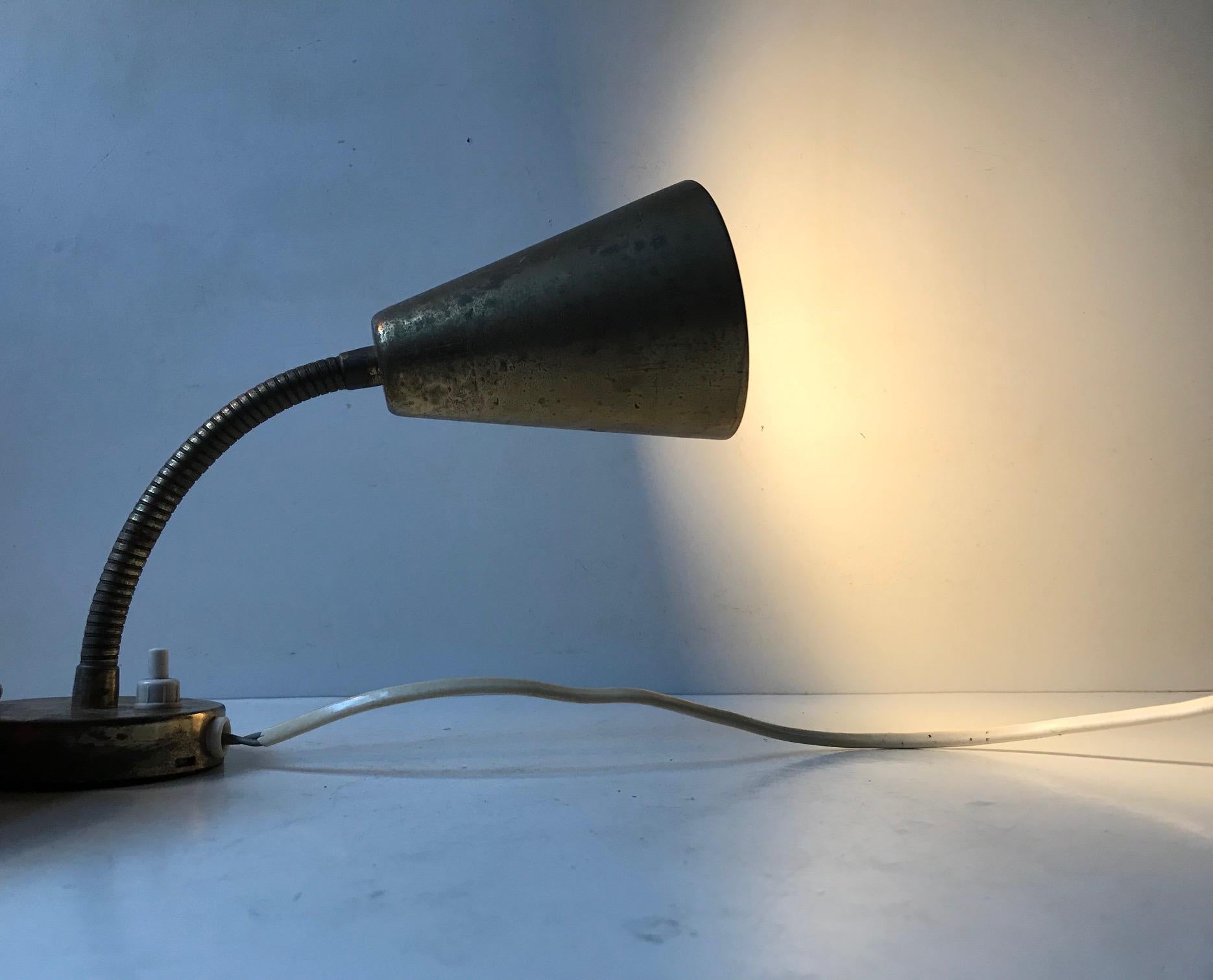 Adjustable Scandinavian Wall Light in Brass from E.S. Horn, 1950s In Good Condition In Esbjerg, DK