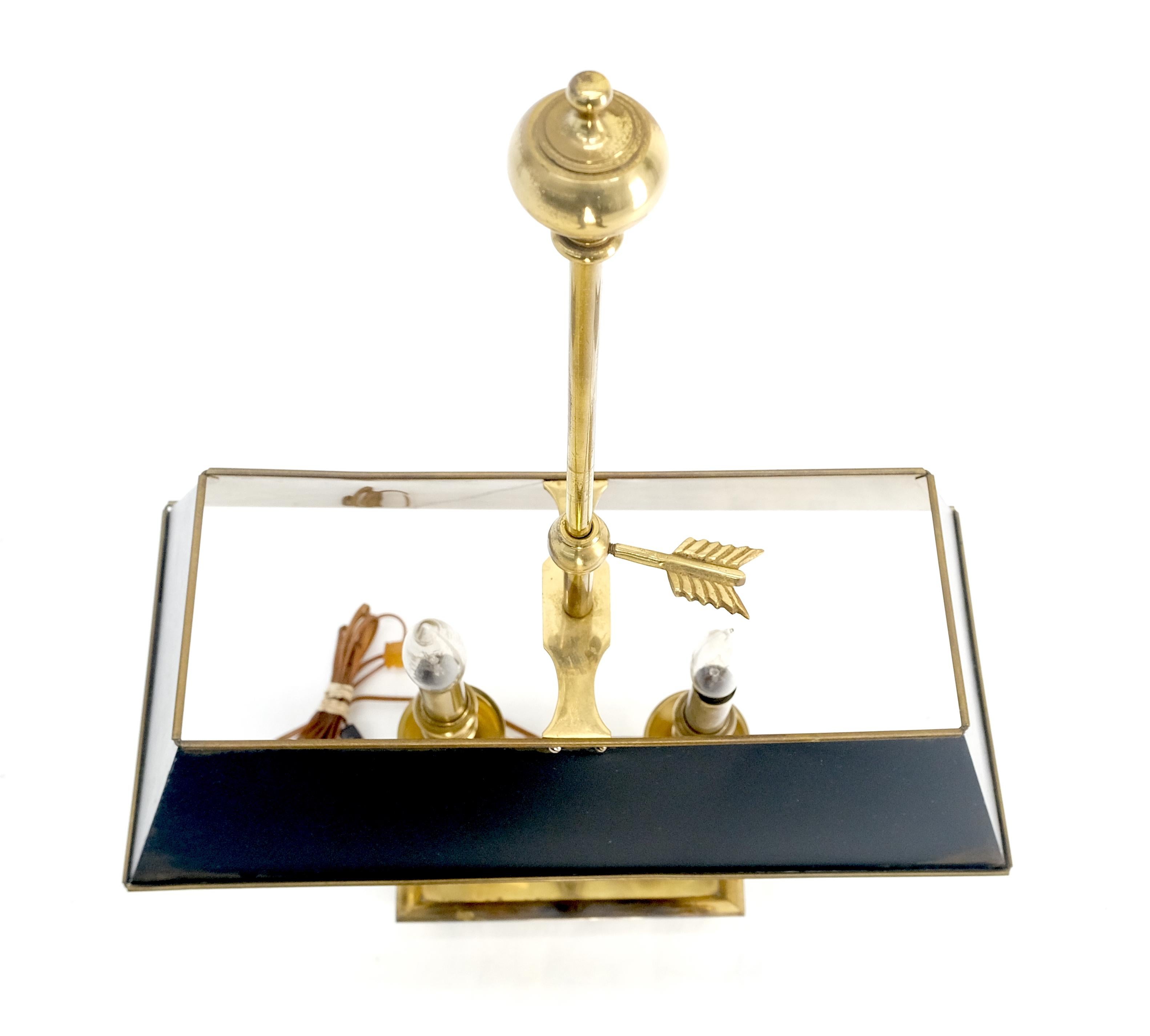 Adjustable Shade Swans Lire Looking Base Heavy Solid Brass Base Table Lamp MINT! For Sale 4