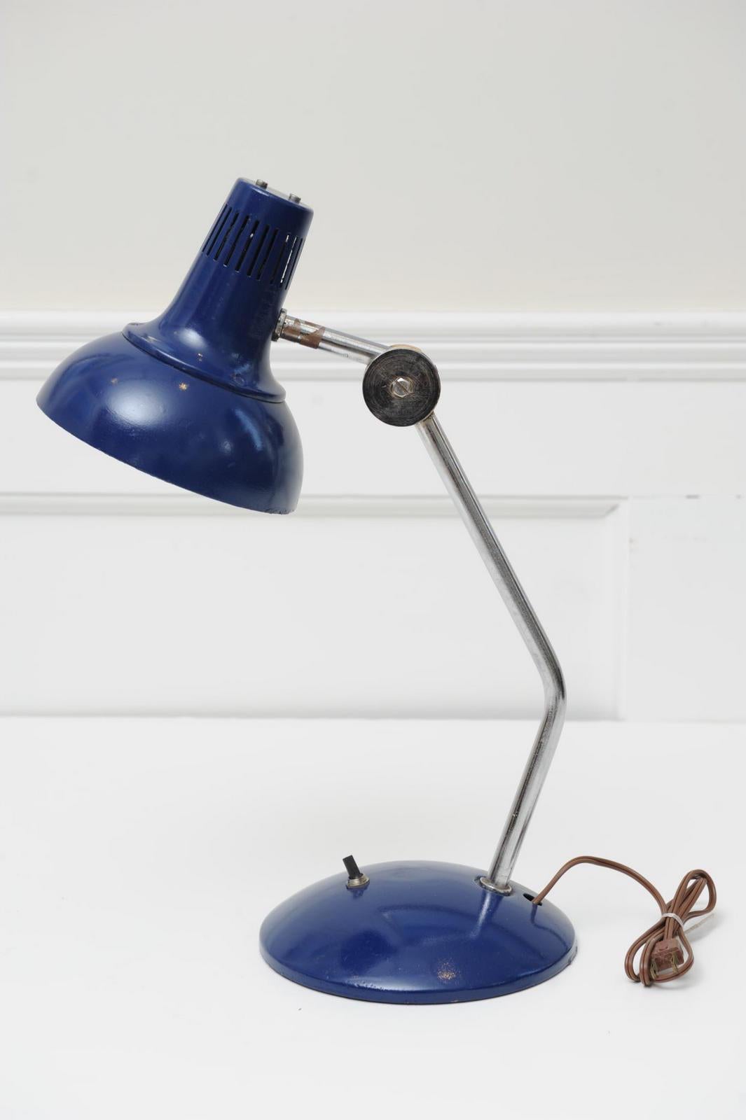 Polish Adjustable Ship's Desk Light, Chrome and Painted Metal, Mid-20th Century