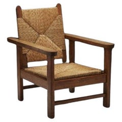 Adjustable Smoking Chair With Wicker Back and Seat, Europe, 20th Century