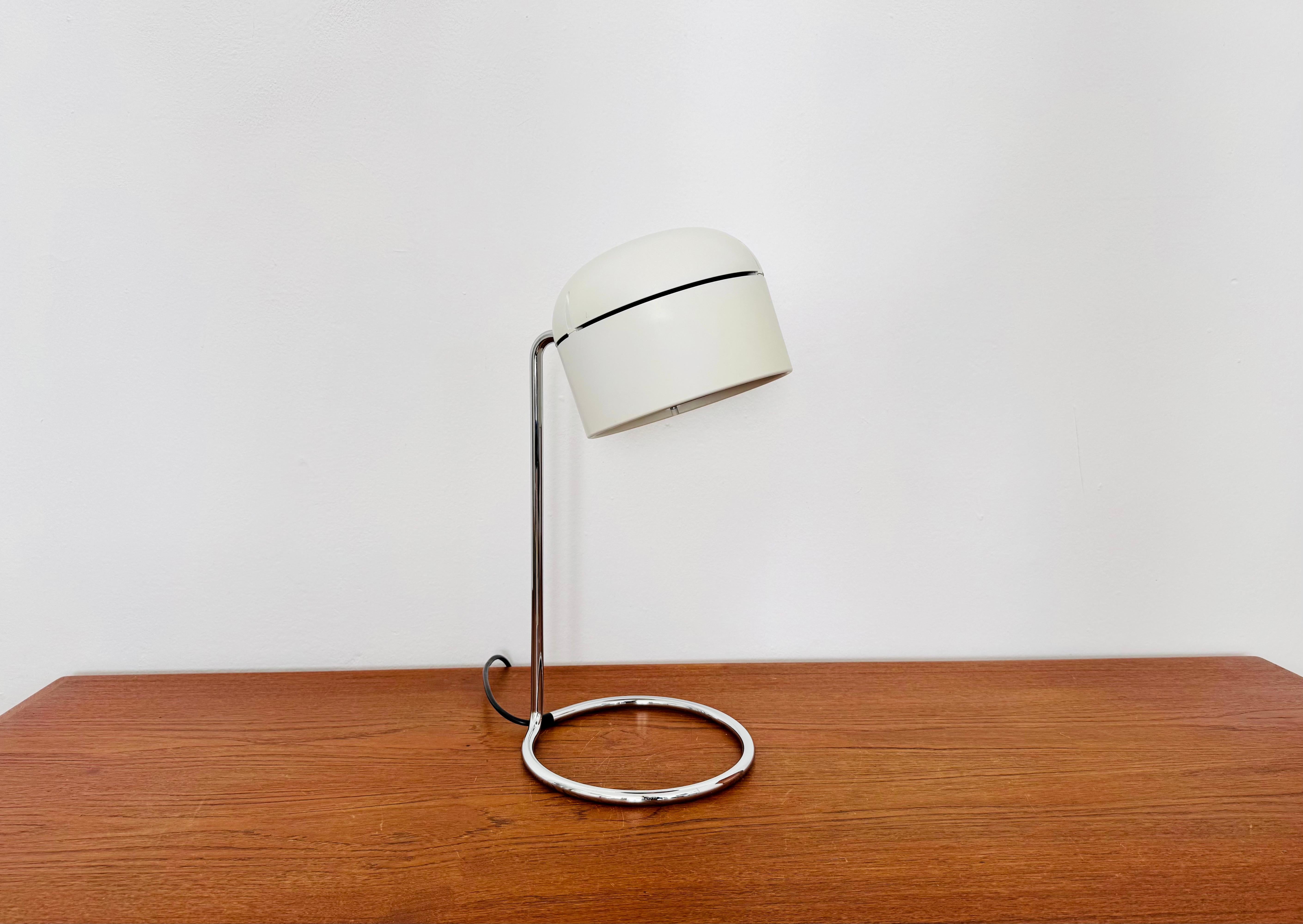 Fantastic table lamp from the 1970s.
The Staff brand is known for its high-quality workmanship and perfectionist design.
The large lamp head is infinitely adjustable.
The mirror reflector creates a concentrated light for targeted