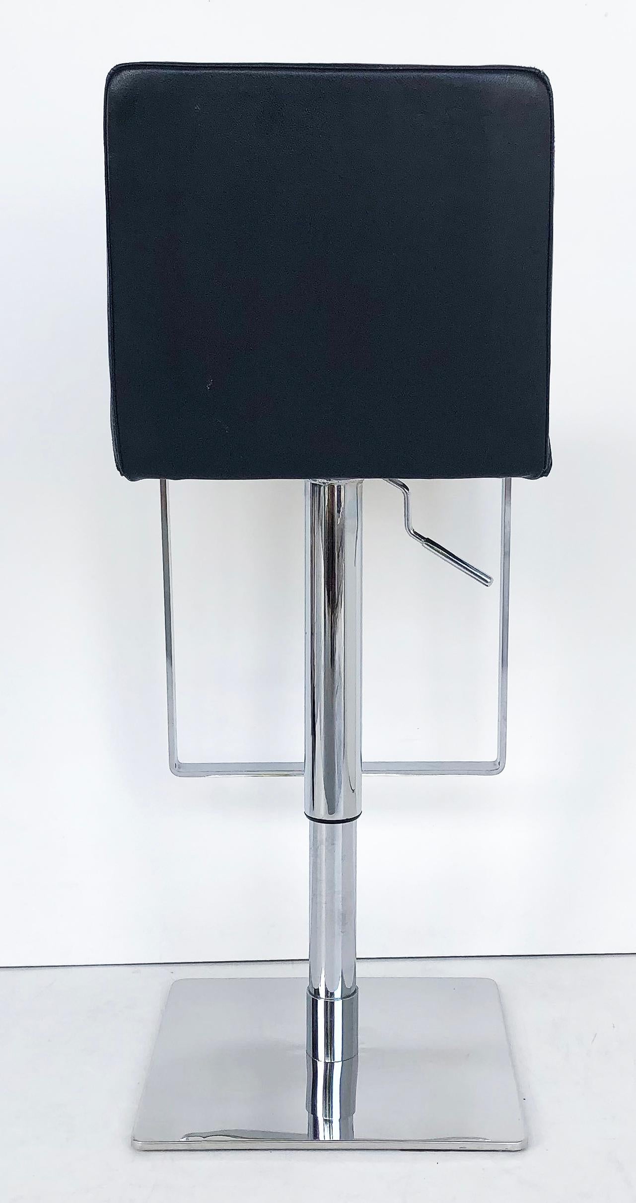 Adjustable Stainless Steel/Leather Counter/Bar Stools, Set of 3 1