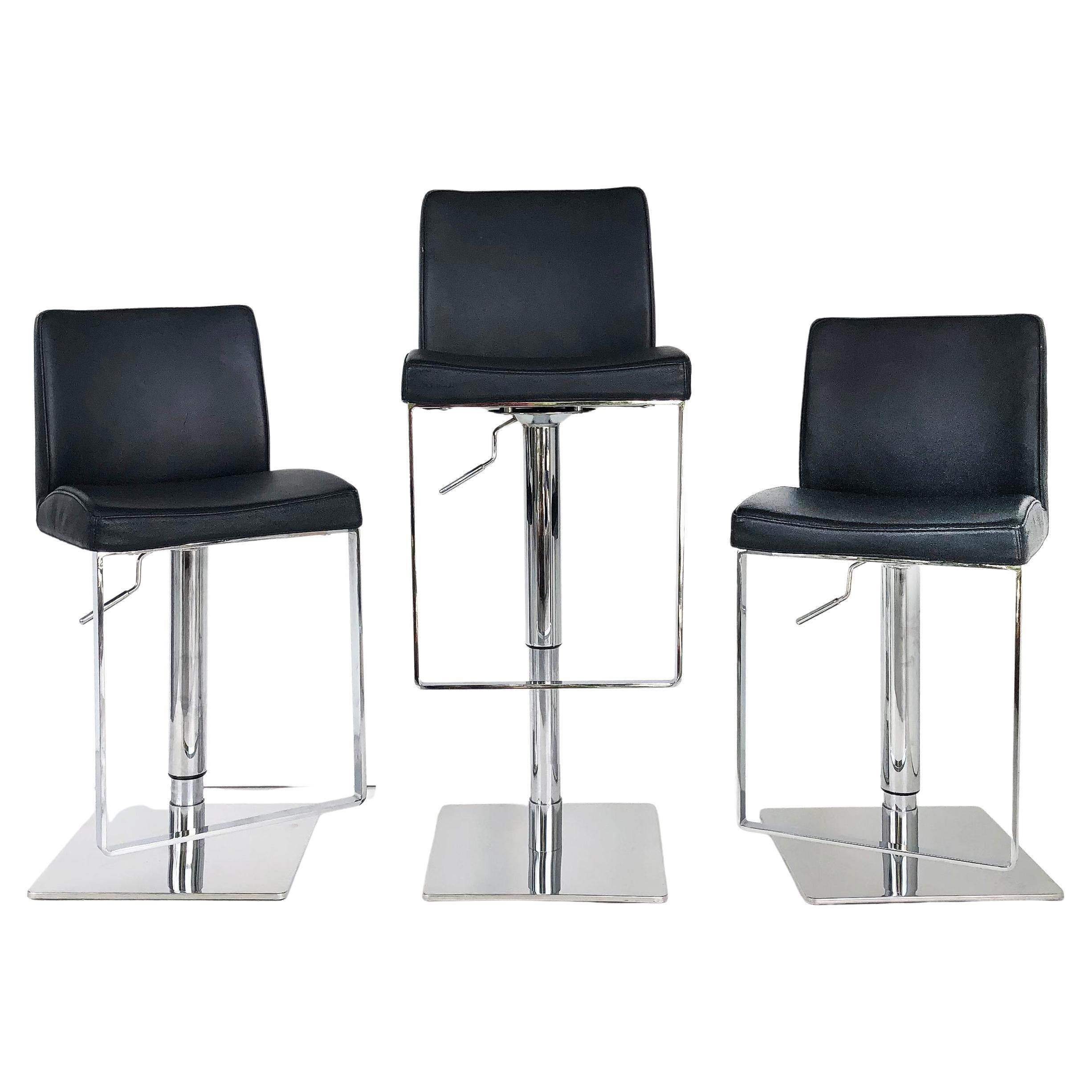 Adjustable Stainless Steel/Leather Counter/Bar Stools, Set of 3
