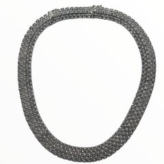 Adjustable Sterling Silver Multi Wide Marcasite Collar Statement Necklace - 81g