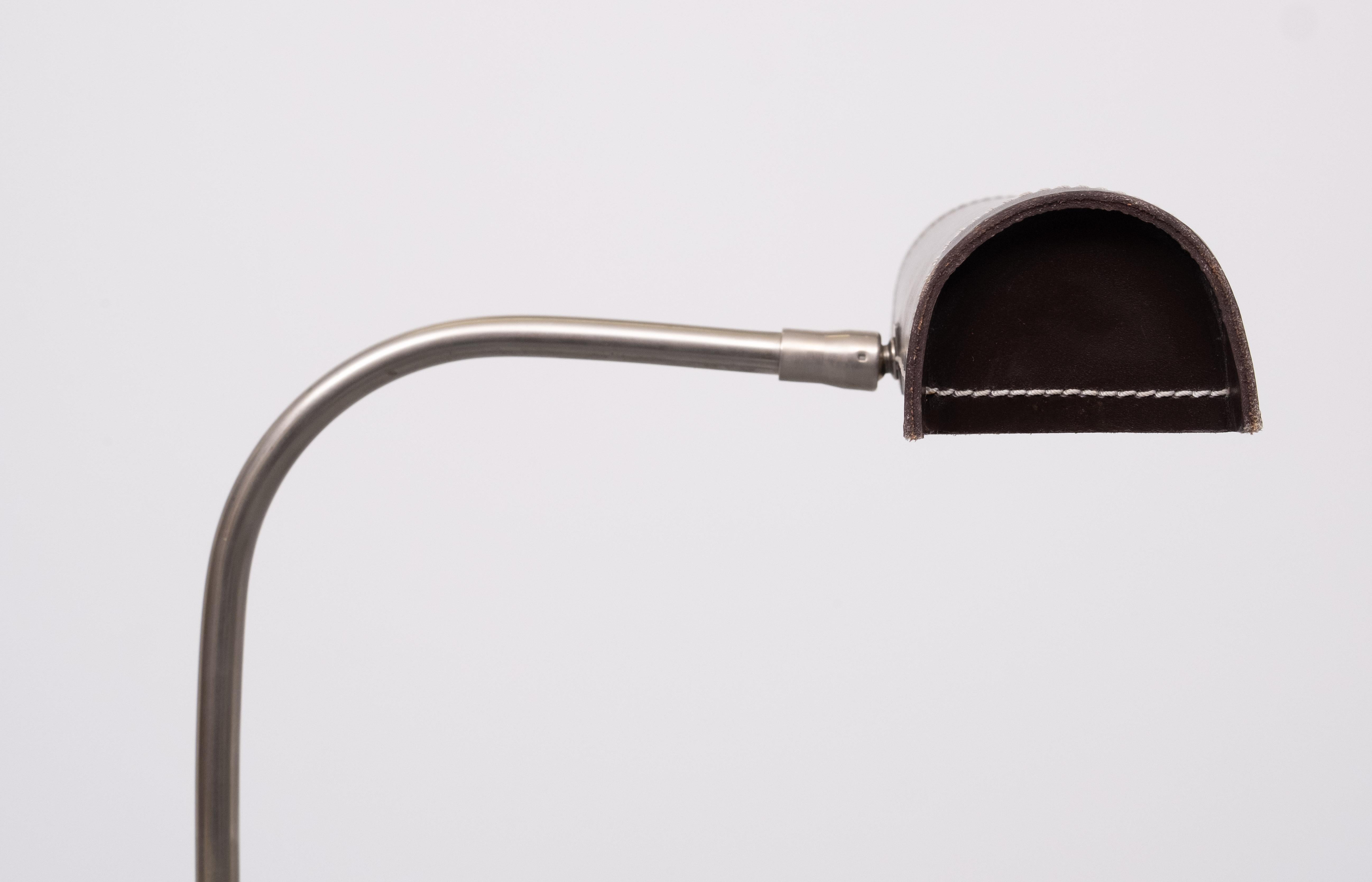 Adjustable Stich Leather floor lamp . France  For Sale 1