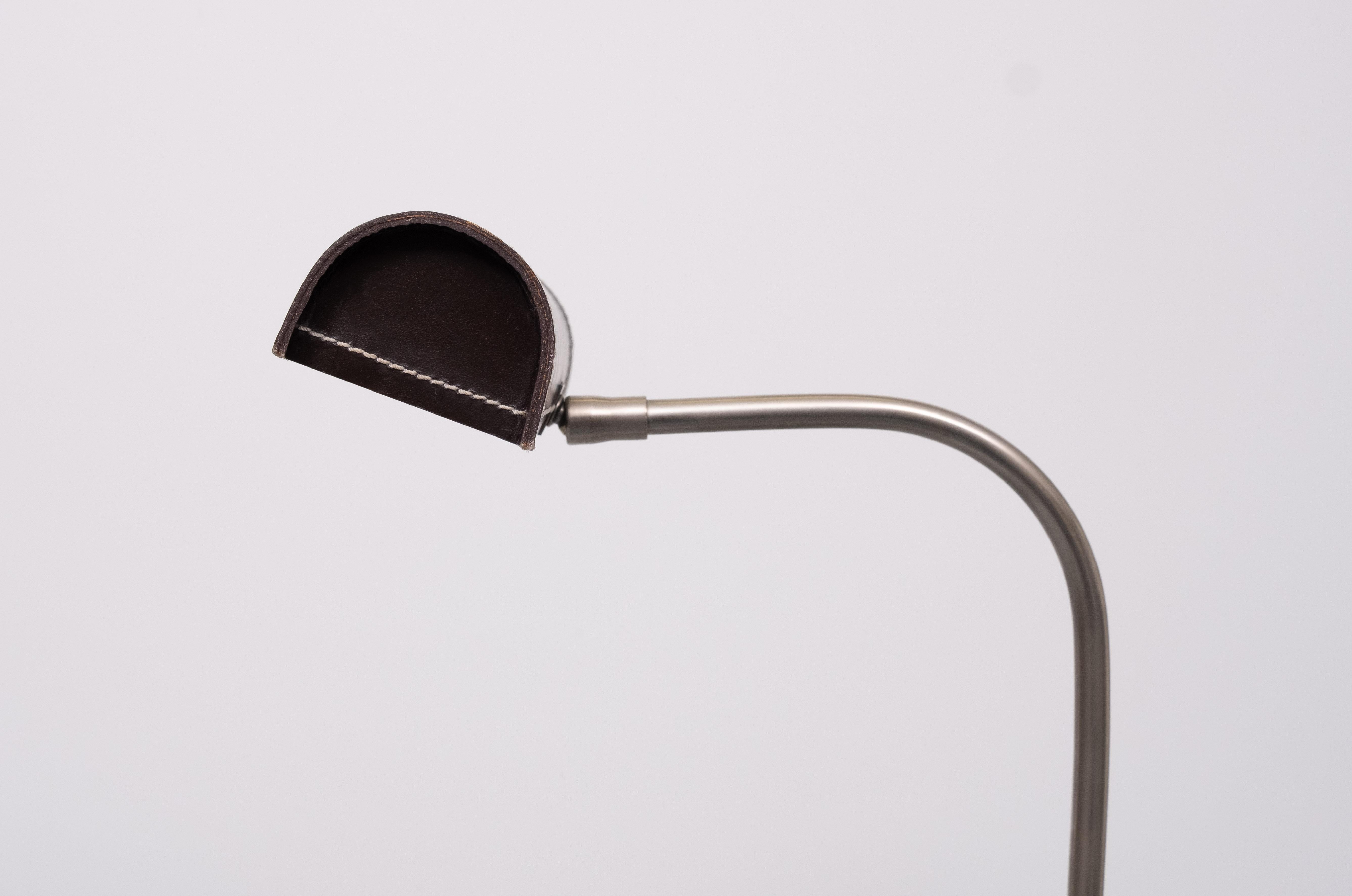Adjustable Stich Leather floor lamp . France  For Sale 2