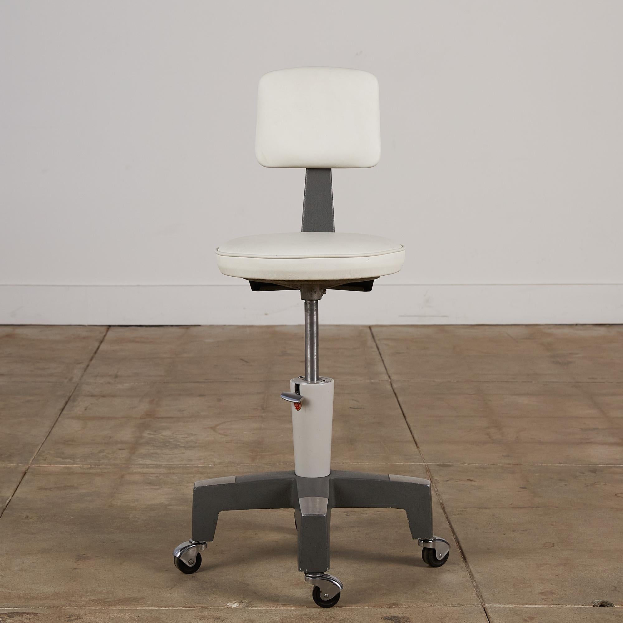 Modern Adjustable Stool with Leather Seat by American Optical