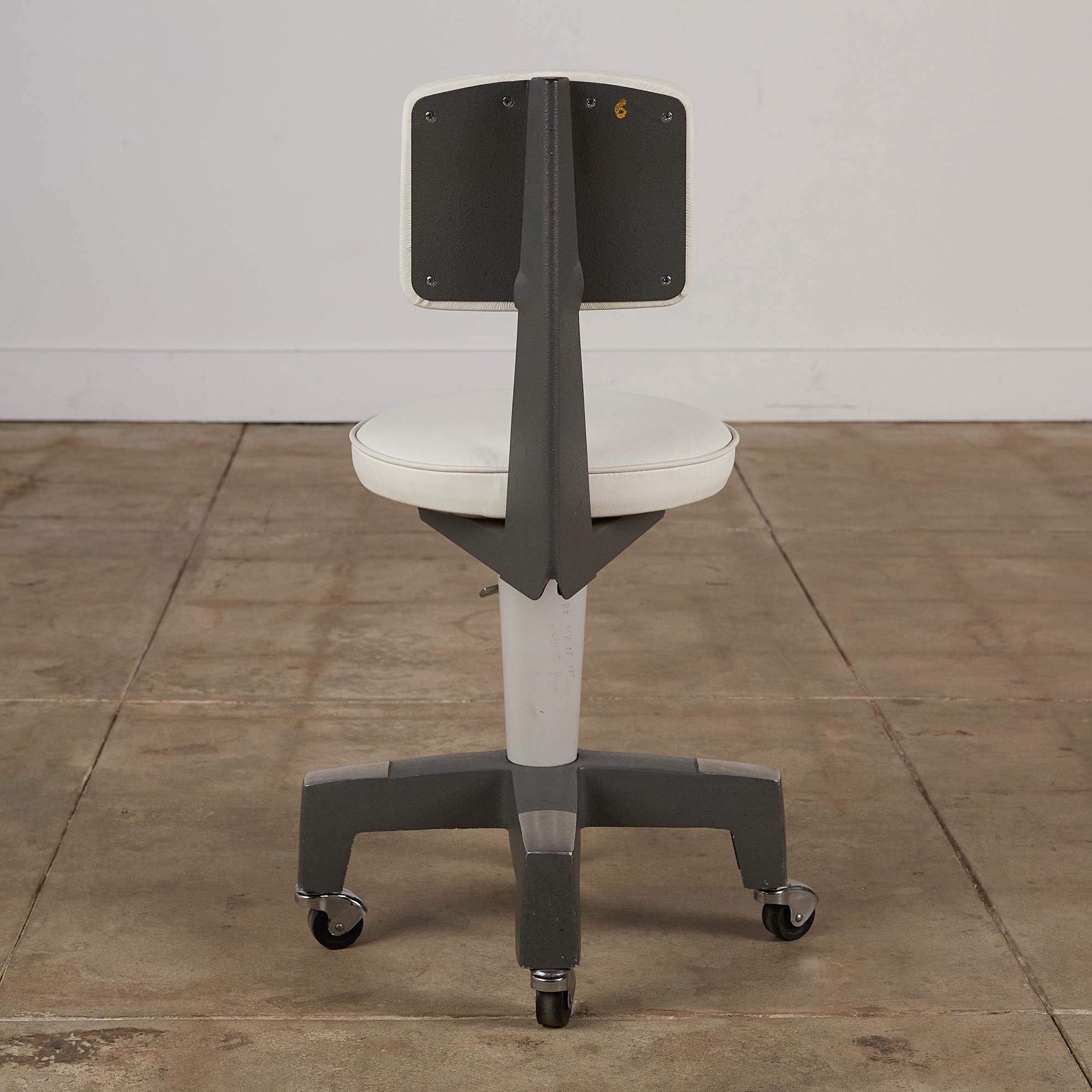 Adjustable Stool with Leather Seat by American Optical 1