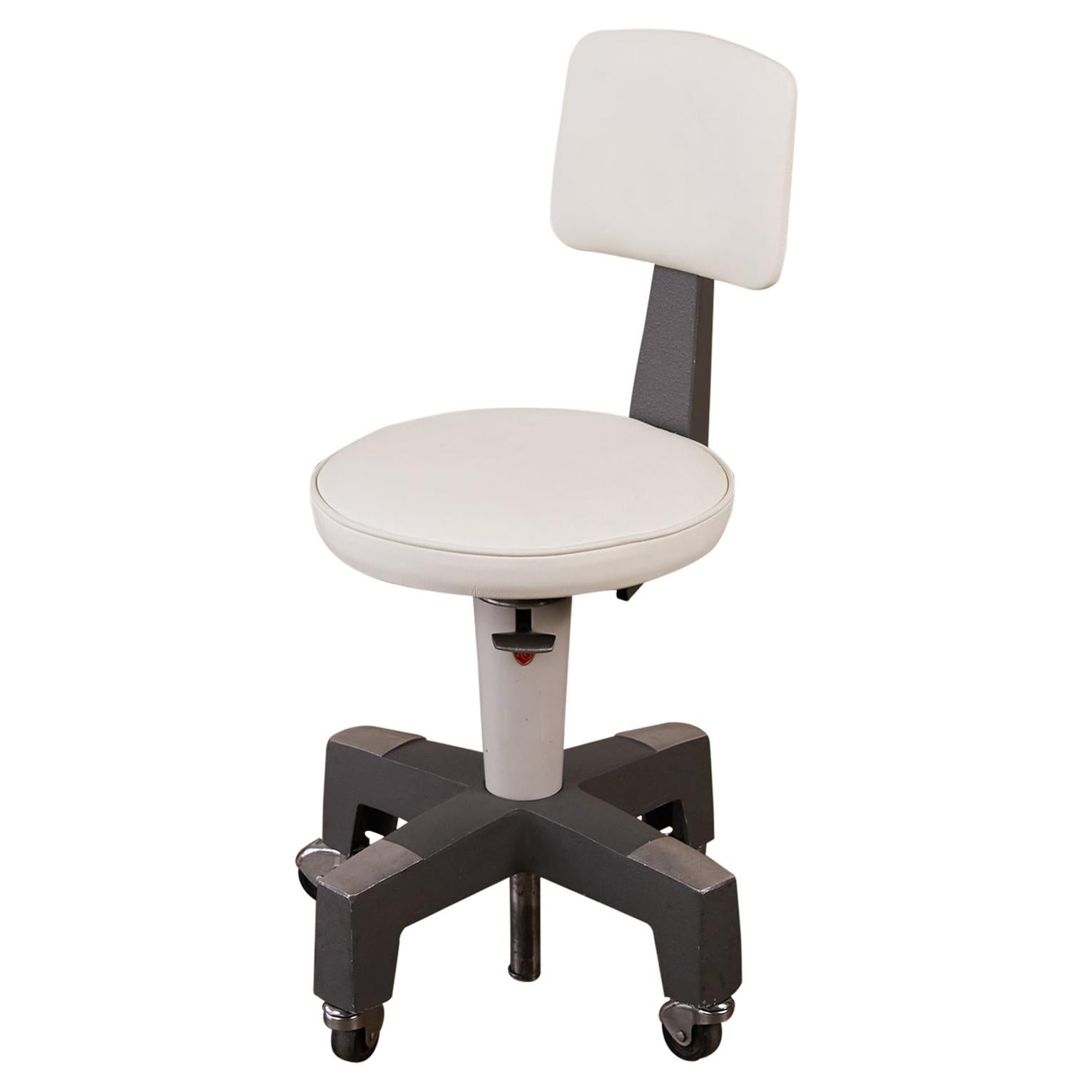 Adjustable Stool with Leather Seat by American Optical