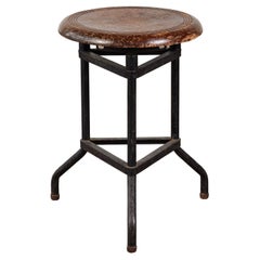 Used Adjustable Stool with Wood Seat by Campbell Corporation