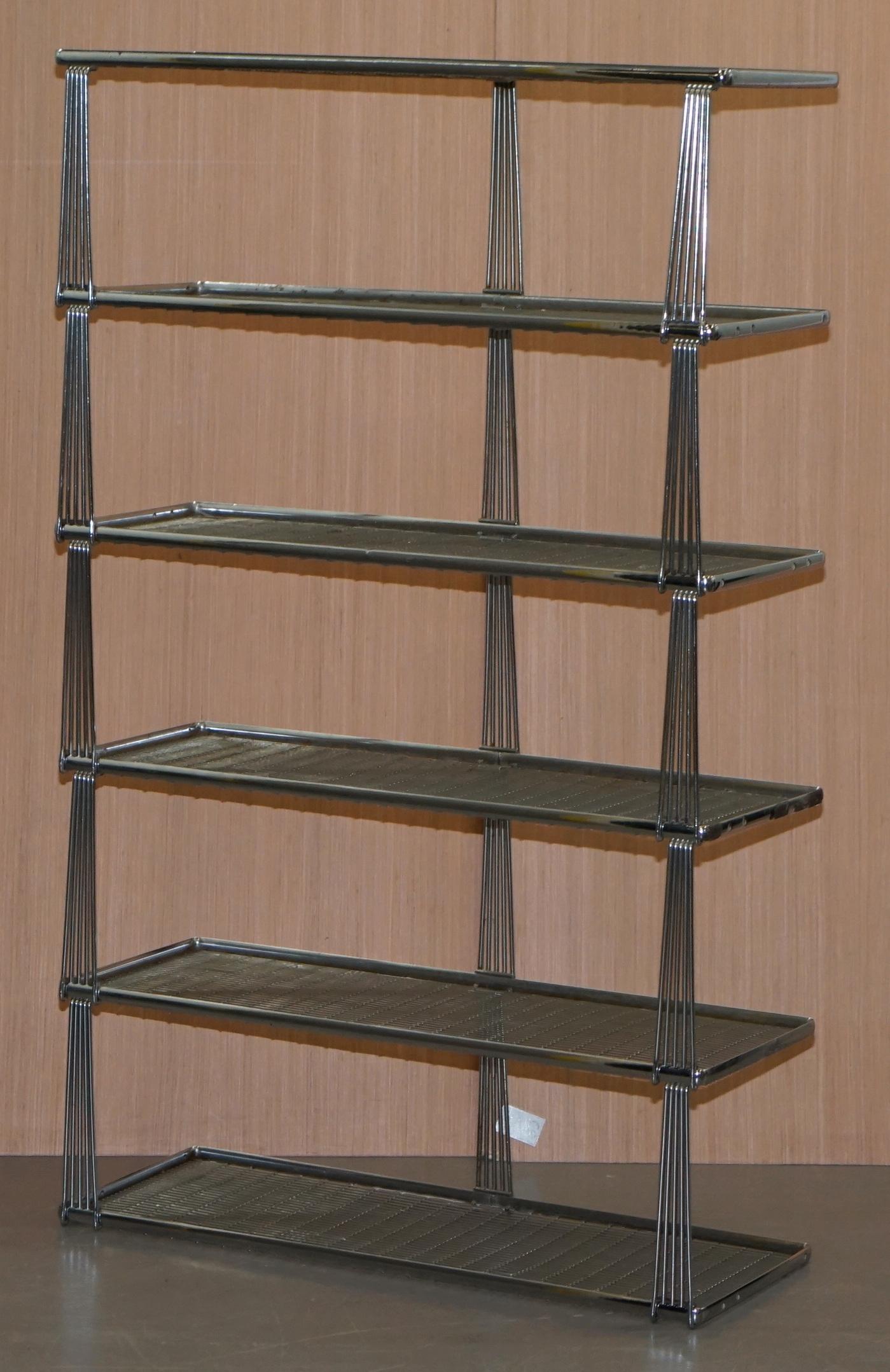 English Adjustable Suite of Vintage 1960s Chromed Beanstalk Shelving Modular Bookcases