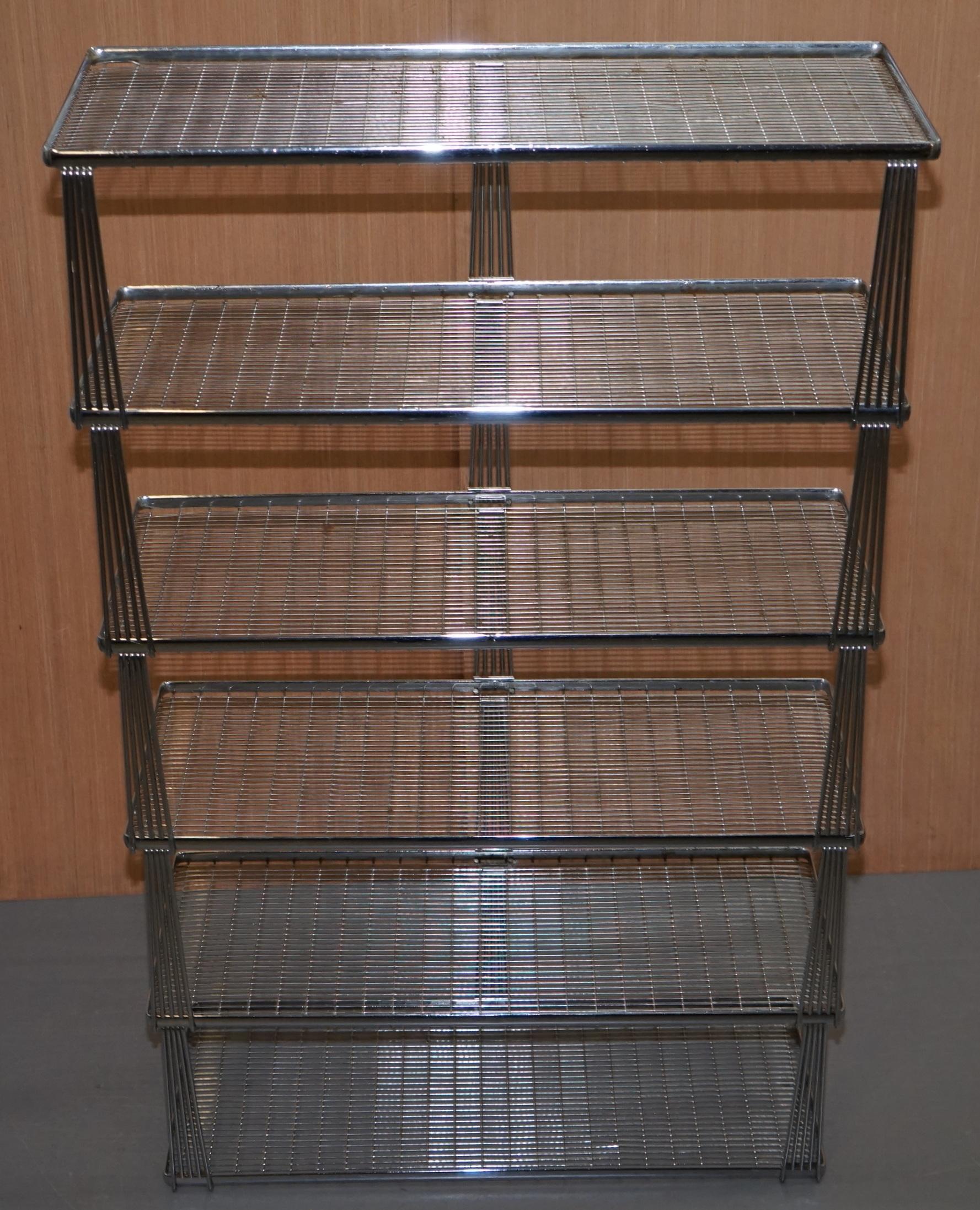 Hand-Crafted Adjustable Suite of Vintage 1960s Chromed Beanstalk Shelving Modular Bookcases