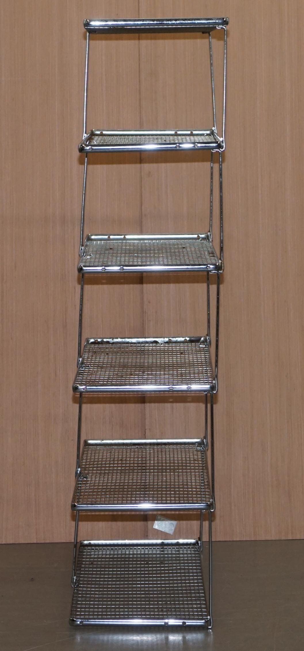 Adjustable Suite of Vintage 1960s Chromed Beanstalk Shelving Modular Bookcases 2