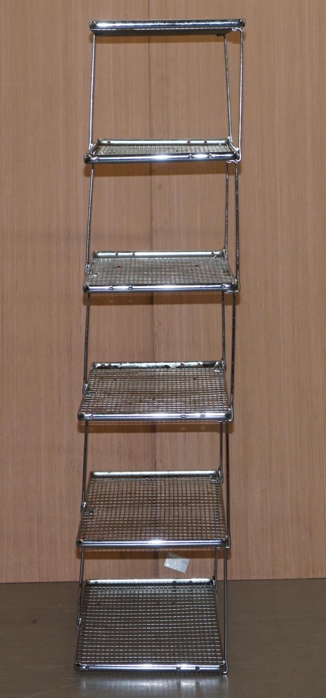 Adjustable Suite of Vintage 1960s Chromed Beanstalk Shelving Modular Bookcases 3