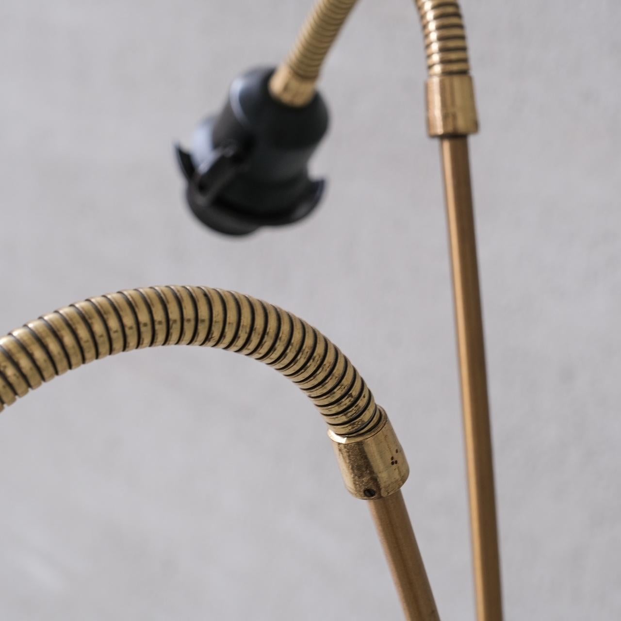 Adjustable Swedish Mid-Century Brass Three Way Floor Lamp For Sale 2