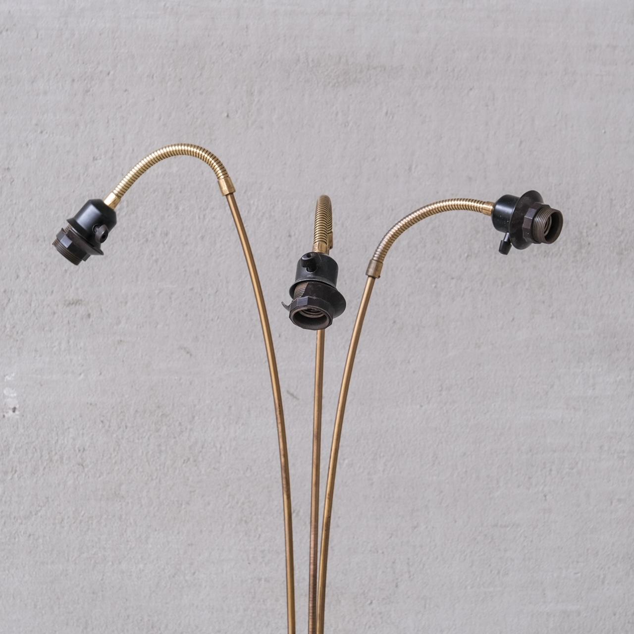 Adjustable Swedish Mid-Century Brass Three Way Floor Lamp For Sale 3