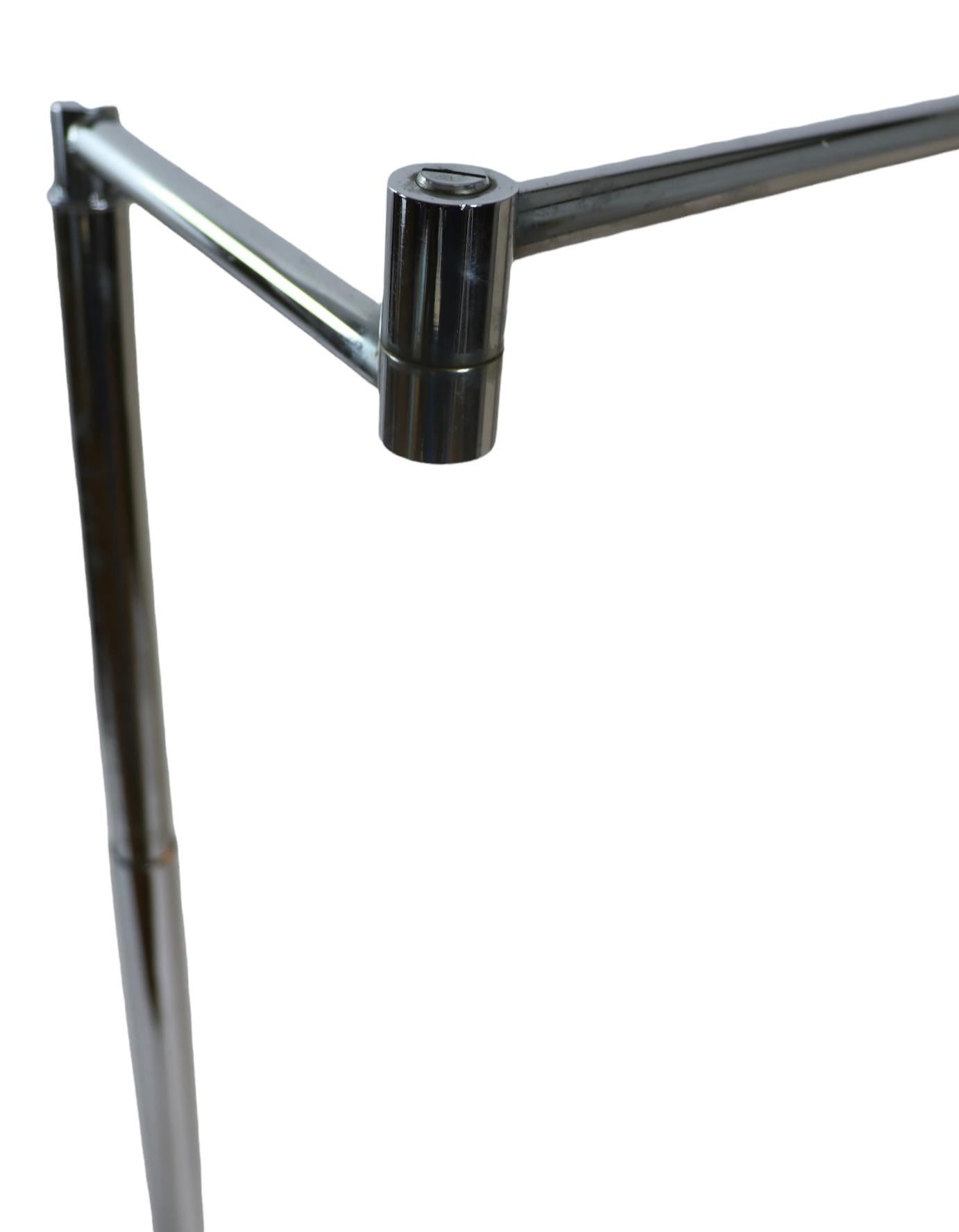 Adjustable Swing Arm Chrome Pharmacy Floor Lamp by Koch and Lowy OMI 5