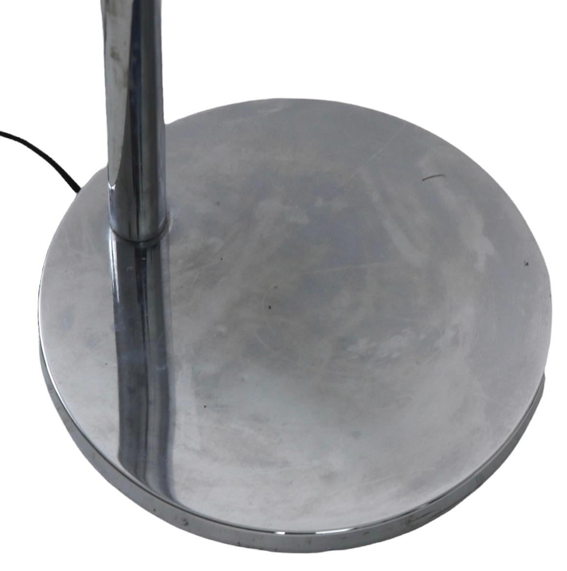 Mid-Century Modern Adjustable Swing Arm Chrome Pharmacy Floor Lamp by Koch and Lowy OMI