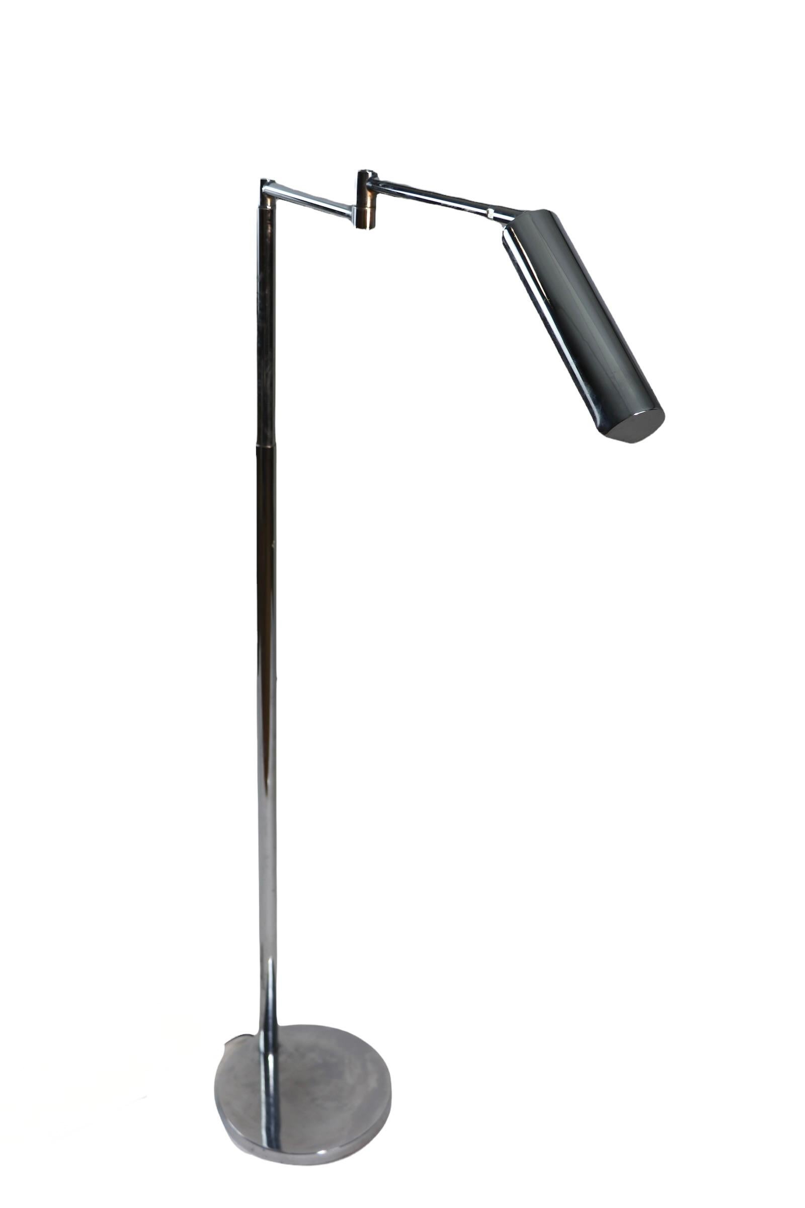 20th Century Adjustable Swing Arm Chrome Pharmacy Floor Lamp by Koch and Lowy OMI