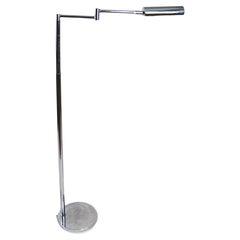 Adjustable Swing Arm Chrome Pharmacy Floor Lamp by Koch and Lowy OMI